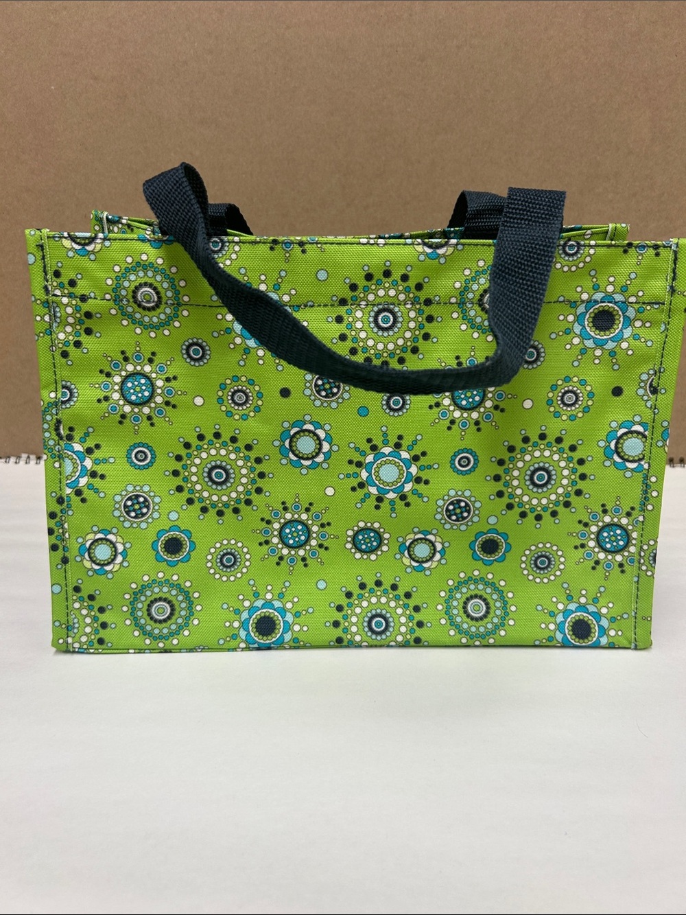 thirty-one Lime Green Circular Print Tote with Black Handles - Picture 1 of 7